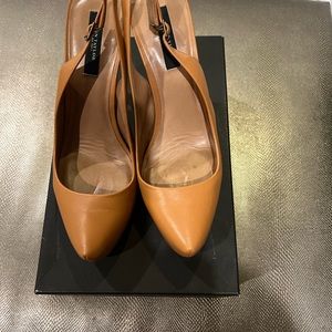 Camel leather platform heels 5 inch heels
